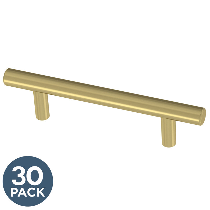 Satin Gold Modern Brass Bar Cabinet Pulls with Mounting Hardware