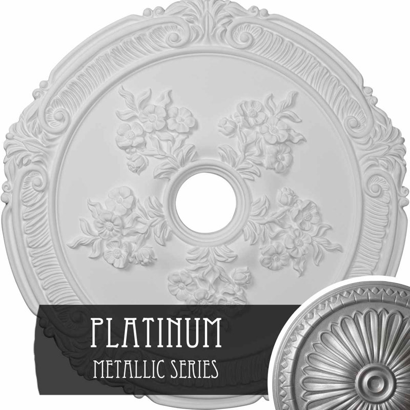 Médaillon Endurathane Attica avec plafond rose, DO 26 po x P 3 3/4 po x P 1 1/2 po, Platine