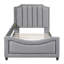 Upholstered Daybed with Classic Stripe Shaped Headboard-8961840