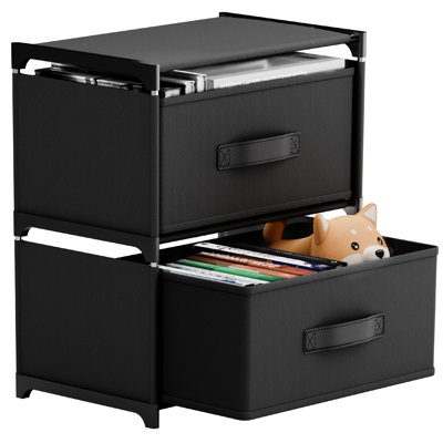 Armoire de rangement multifonctionnelle en tissu non tissé, commode en tissu à 2 tiroirs, 10,24 po x 15,75 po x 17,32 po, pour chambre à coucher, salon, couloir