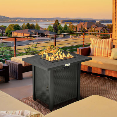 Square Propane Smokeless Fire Pit Table with Lid