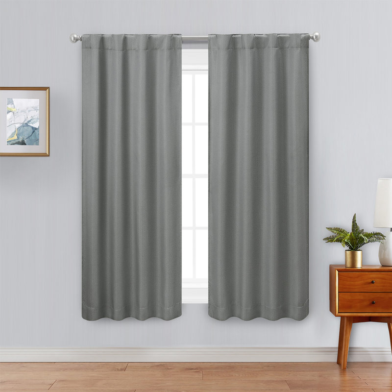 Nautica Robin Synthetic Solid Color Room Darkening Thermal Back Tab/Rod Pocket Single Curtain Panel, Charcoal, 38" W x 96" L