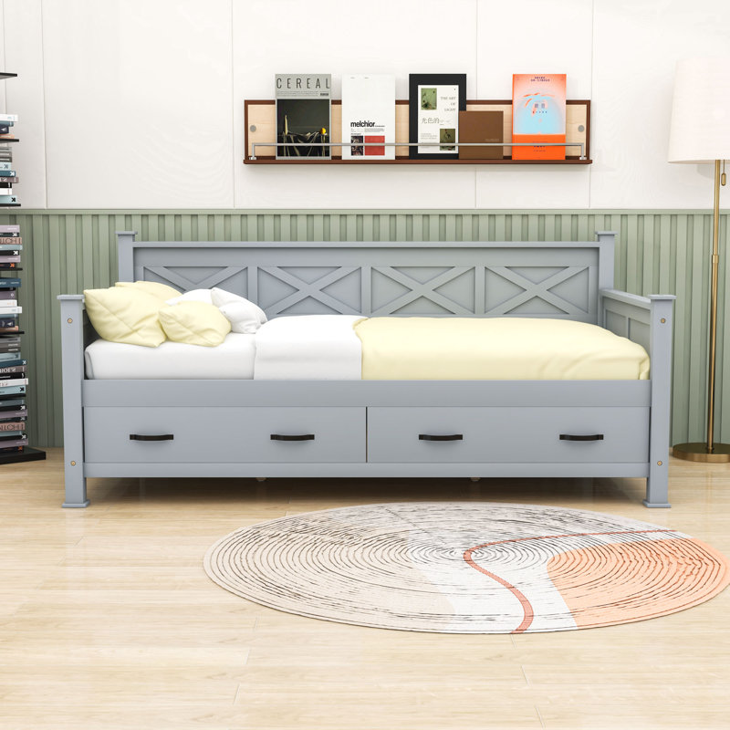 Twin Size Daybed with 2 Drawers, Gray
