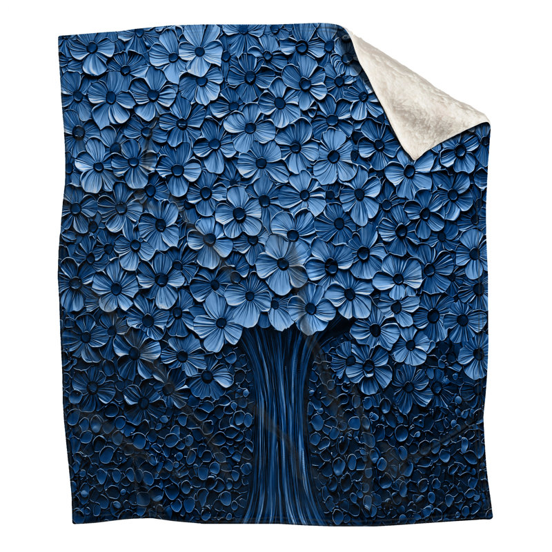 Blue Flower Tree Blankets, 50in W x 60in H