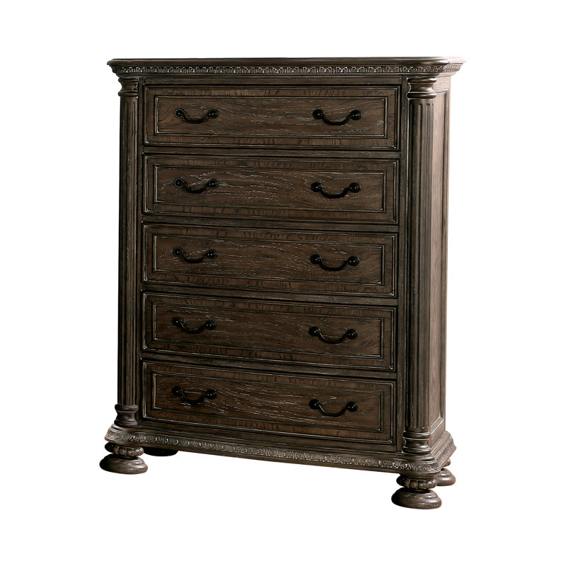 Jadaya 40'' W 5 - Drawer Dresser, Rustic Natural Tone