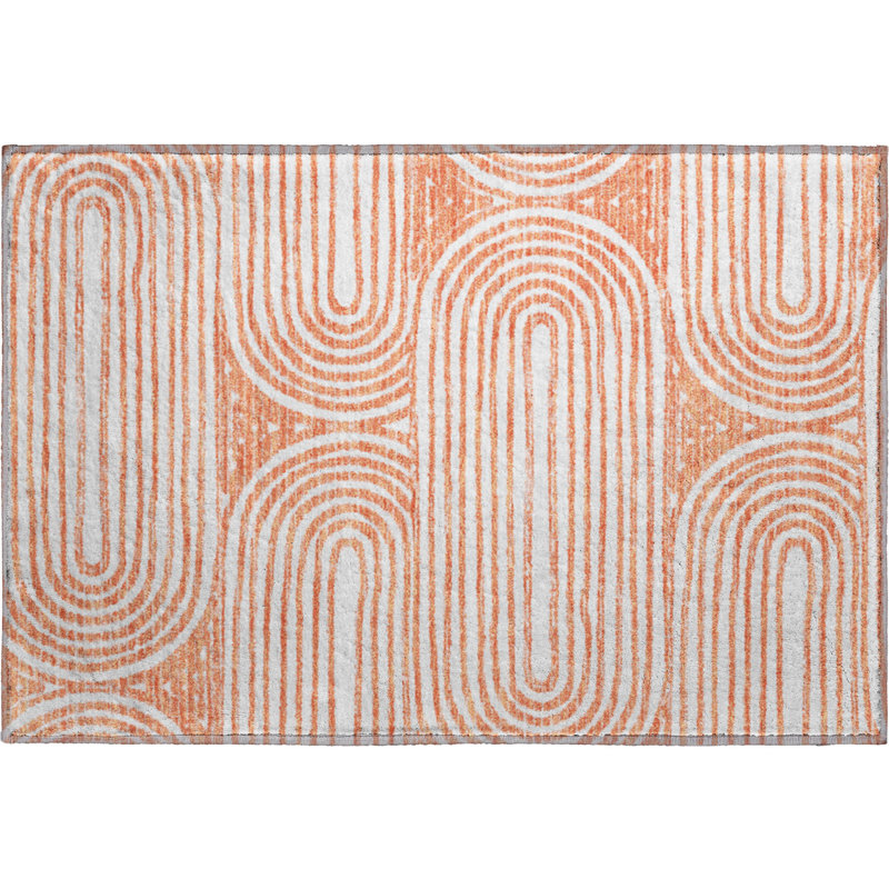 Premium Machine Washable Cerrito AMF540 Salmon Rug, Rectangle 1'8" x 2'6"
