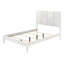 Lit grand contemporain de 1 pièce, tête de lit à panneau géométrique, finition blanche, façade texturée, style de chambre à coucher en bois, cadre de lit,