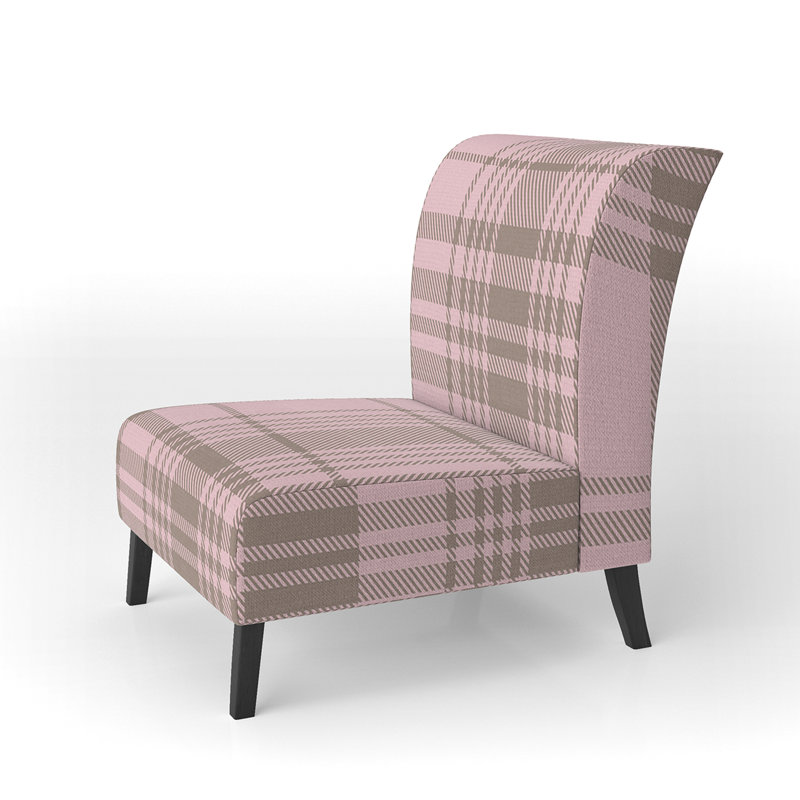 Fauteuil de chambre rembourré à motif tartan à carreaux roses
