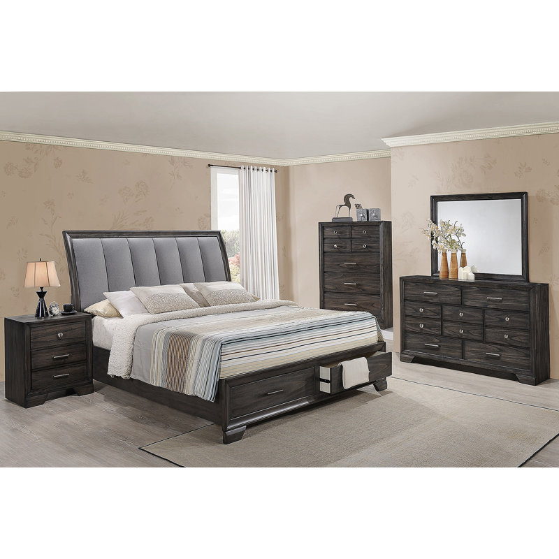 Table de chevet contemporaine 1pc avec boutons en métal et trois tiroirs spacieux, idéale pour le rangement dans la chambre à coucher et la décoration moderne