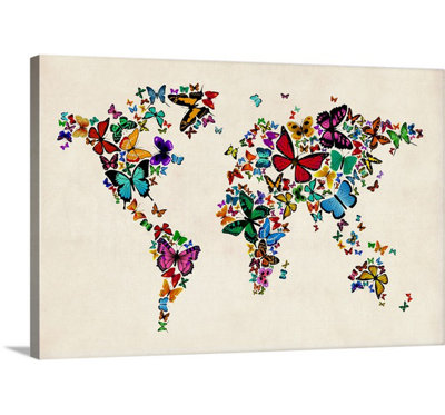 Francy " Butterflies Map of the World " by Michael Tompsett Print