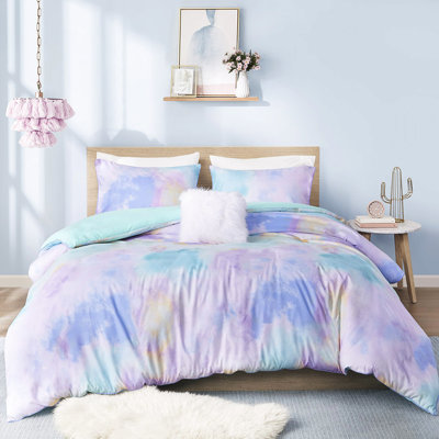 Tie Dye Duvet Cover With Colour And Decorative Pillow Bedding Watercolor Print Sham