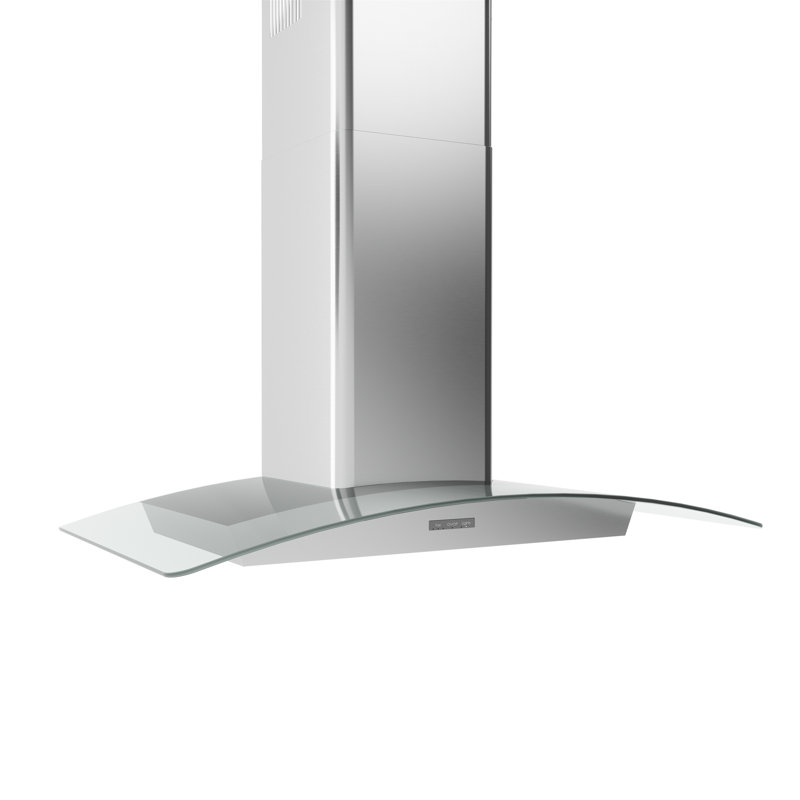 36" Stainless Steel Convertible Wall Mount Range Hood with Glass Canopy