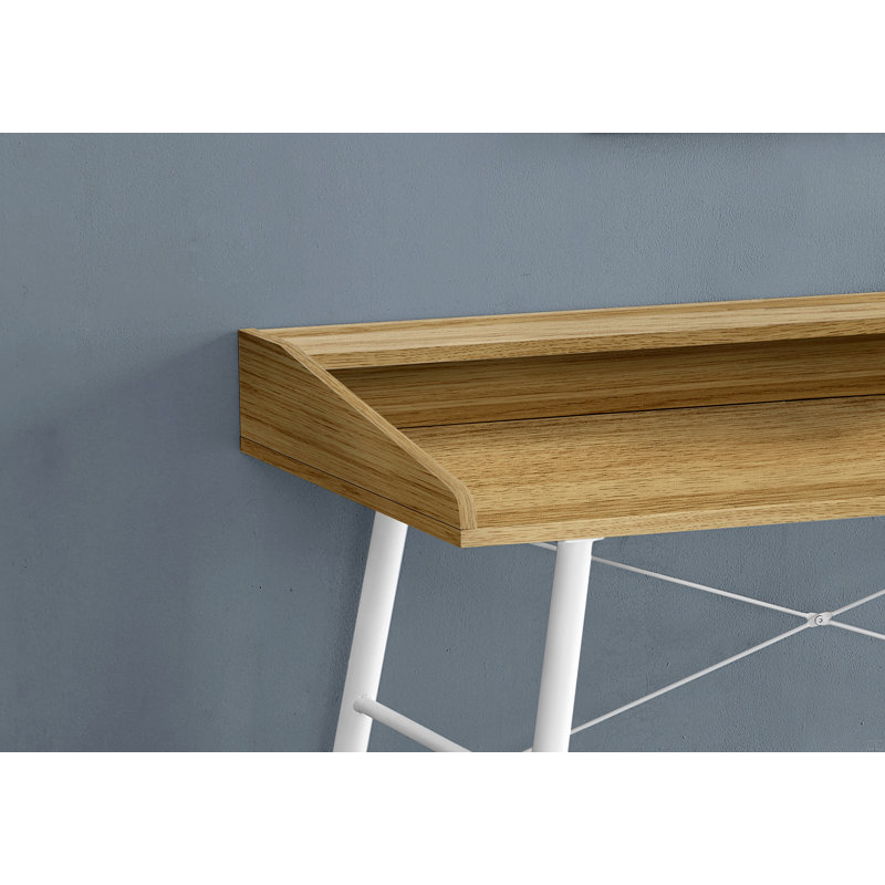 Bureau d'ordinateur, bureau personnel, ordinateur portable, tablettes de rangement, L 48 po, Brun / Blanc