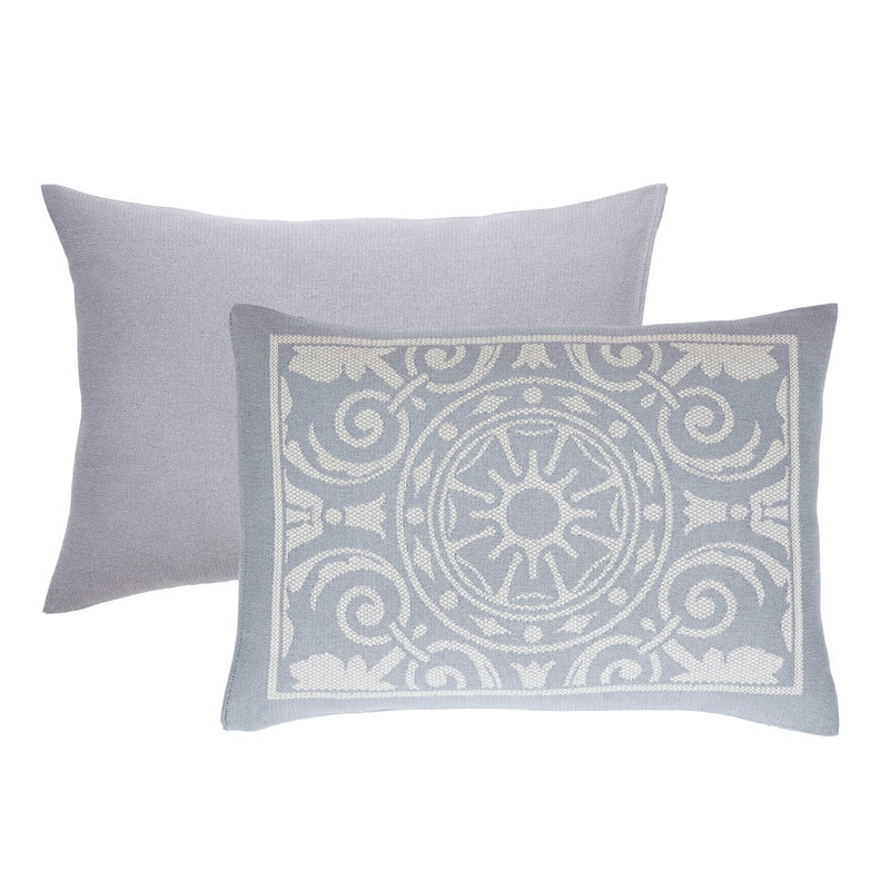 Slate Blue Cotton Blend Jacquard Medallion Bedspread Set