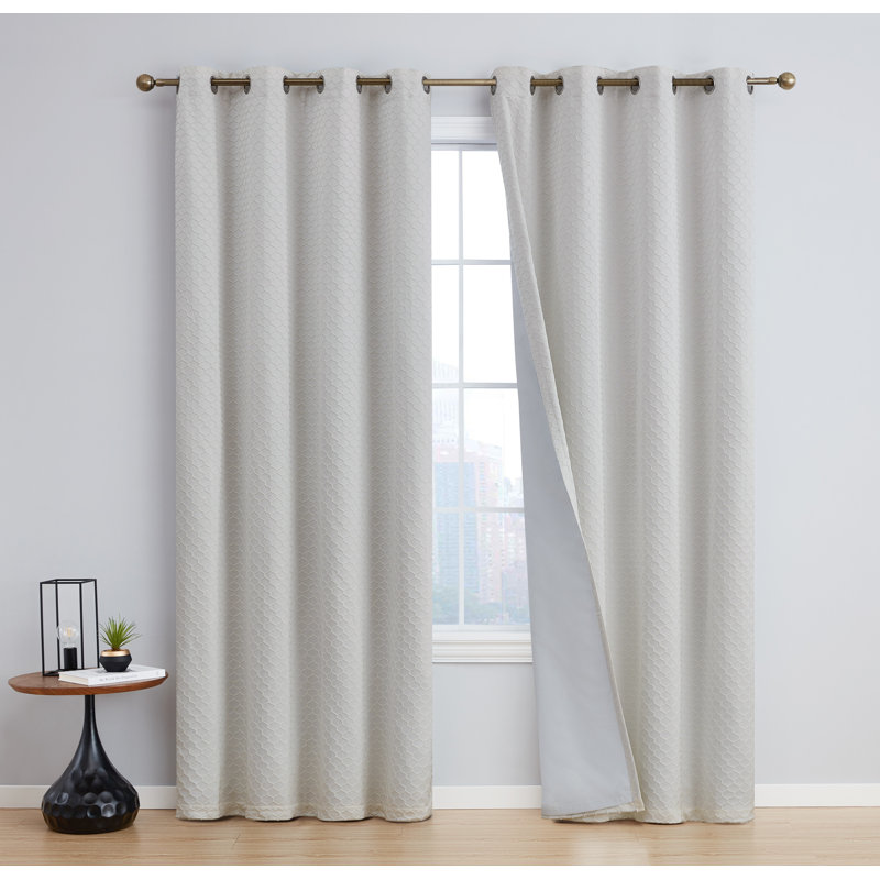 Alacam Blackout Curtain Pair, Ivory, 50"W x 84"L