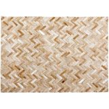 Espina Cowhide Geometric Area Rug in Caramel