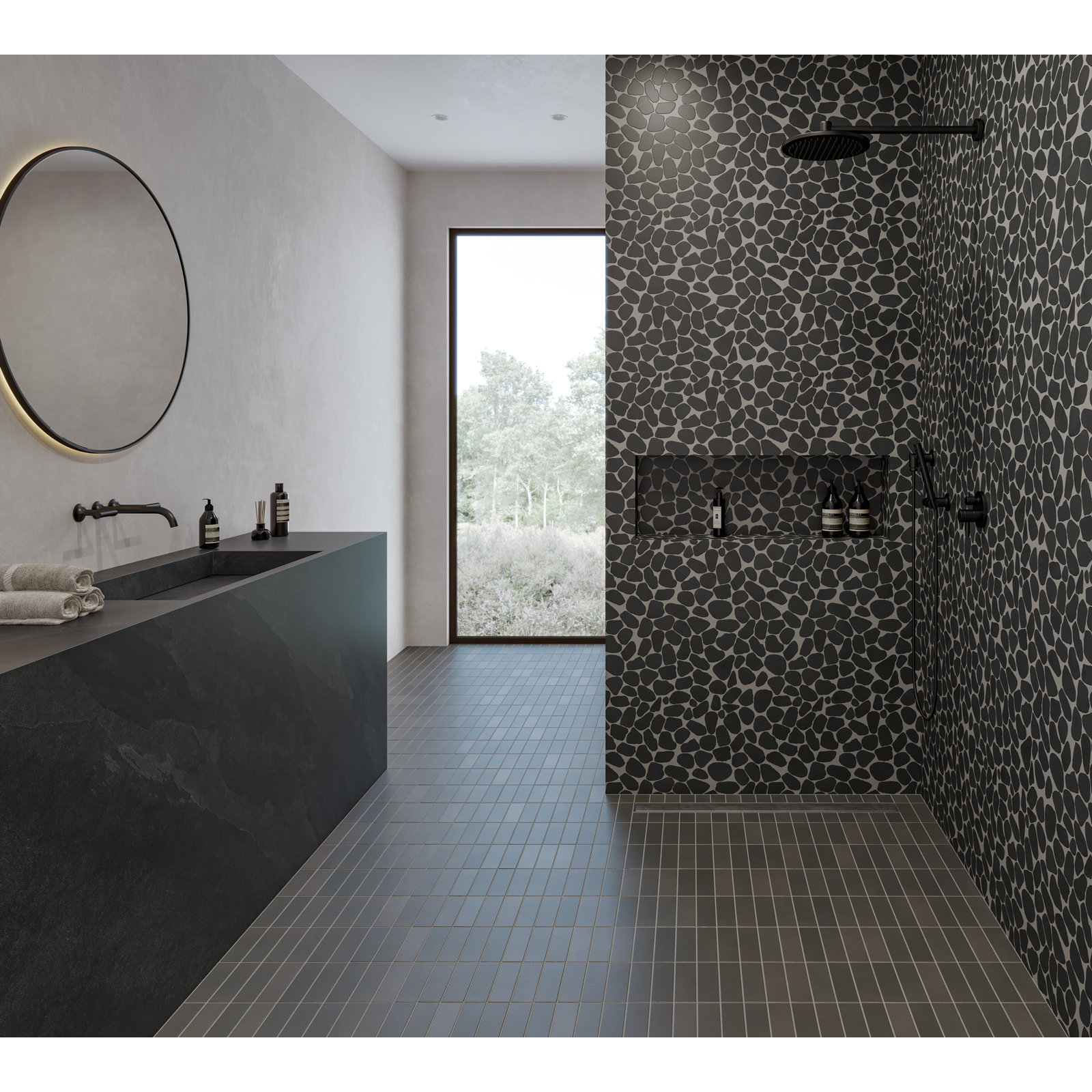 Celine 2" x 6" Matte Porcelain Floor & Wall Tile, Black