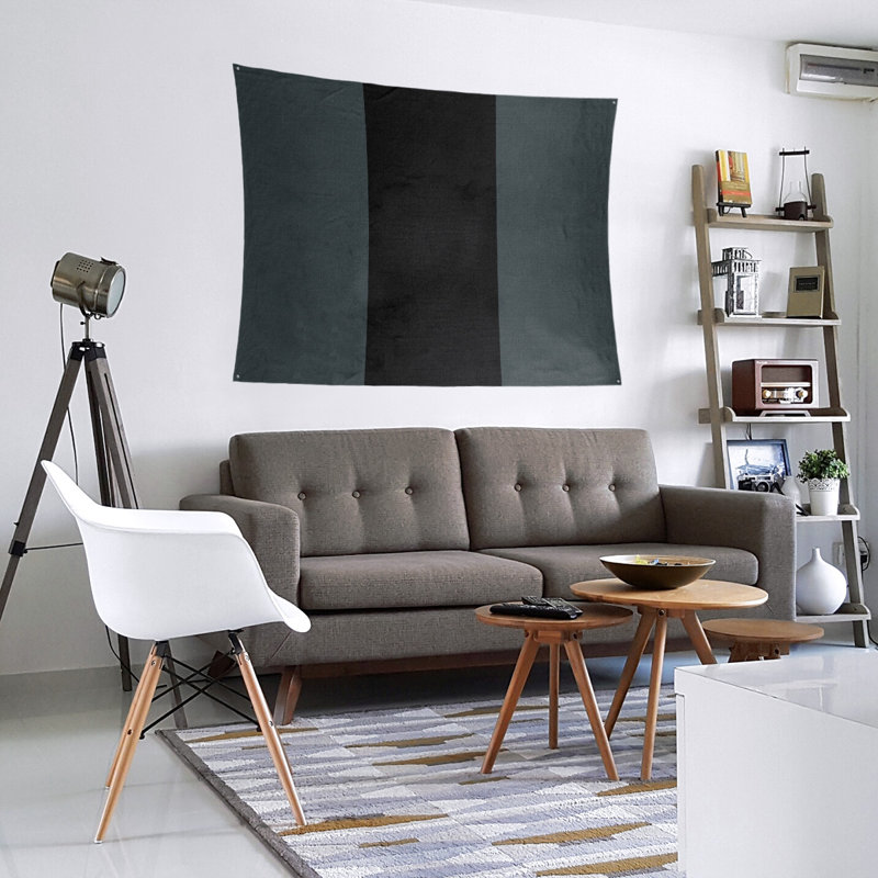 Tapisserie de polyester Las Vegas, H 88 po x l 104 po, Gris acier / noir / gris acier