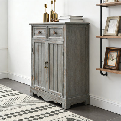 Commode d'appoint à 2 tiroirs en bois massif Tavis