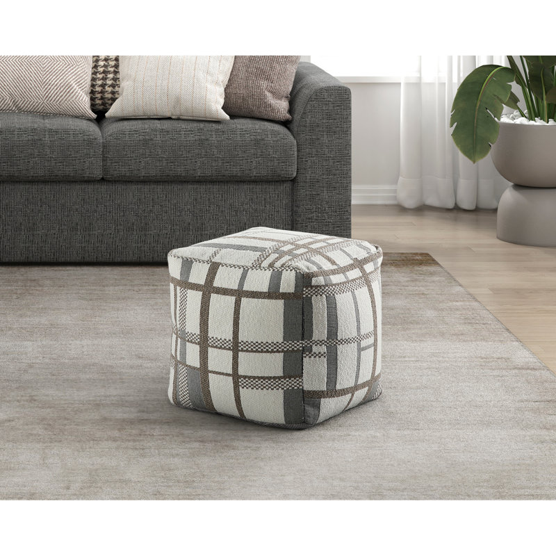 Multi-Color Square Footstool Pouf With Upholstery - 300Lbs Weight Capacity, Non-Slip Base, 16"H, Modern In Multi-Color, 16"X16"X16