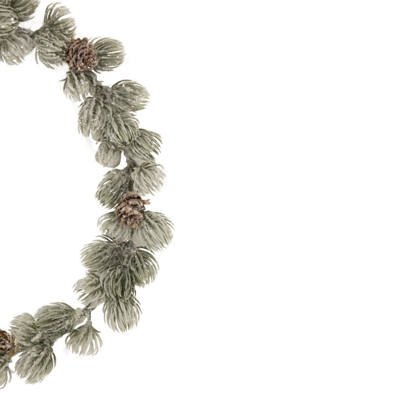 Mini couronne de Noël en pin givré 12 "avec pommes de pin