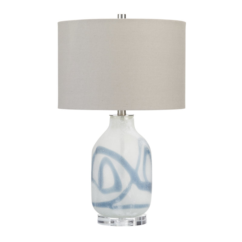 Lampe de table en cristal 25 po avec abat-jour gris