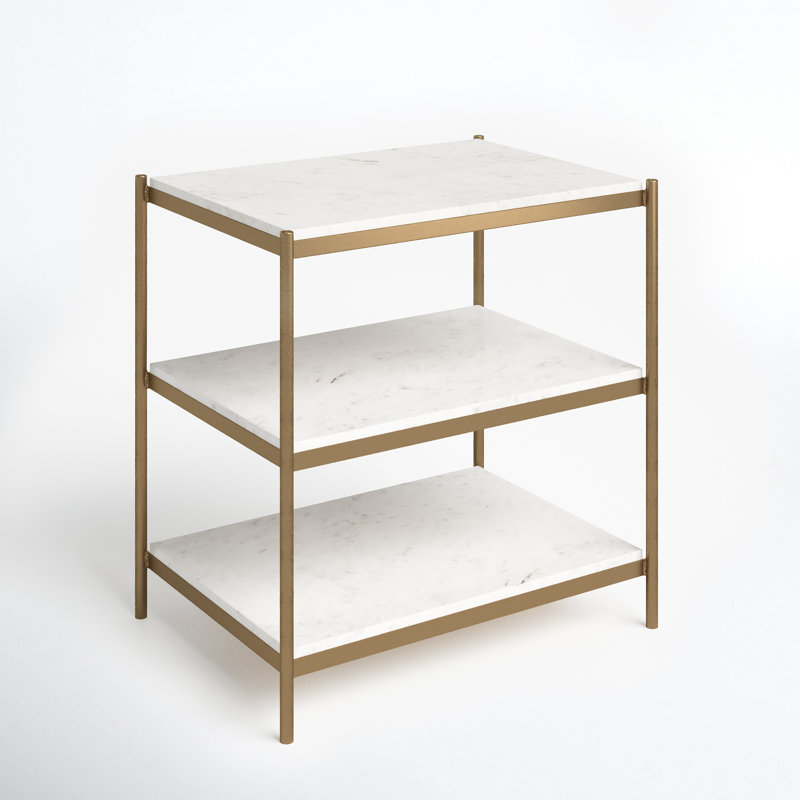 Castino 25'' W Nightstand, Antique Brass/White