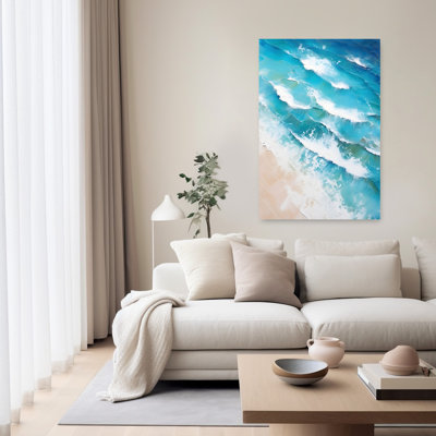Indigo Aerial Beach 2 Abstract Contemporary Vibrant Coastal Wall Art Print