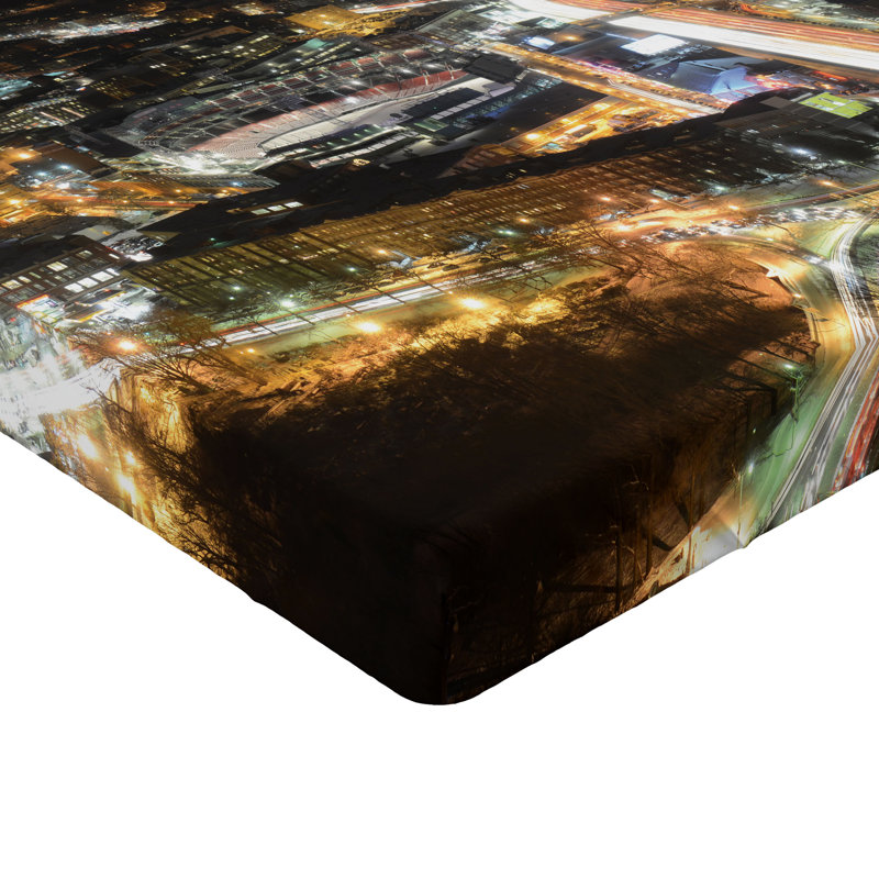 Ensemble de 2 drap-housse Ambesonne Boston Skyline at Night in City
