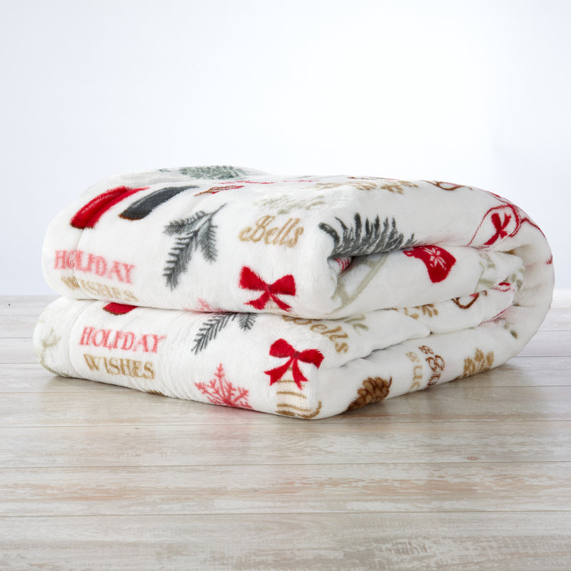 Ultra Soft Plush Reversible Holiday Throw Blanket, Holiday Time