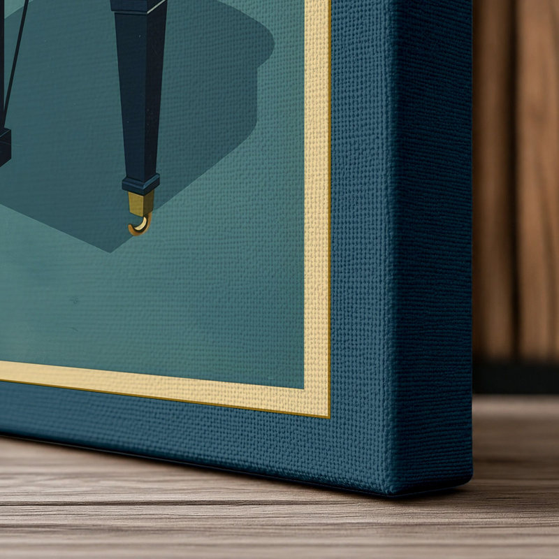 Modernist Piano Art Deco - Wrapped Canvas, 30x20 - 76.2 x 50.8 cm, Teal Border