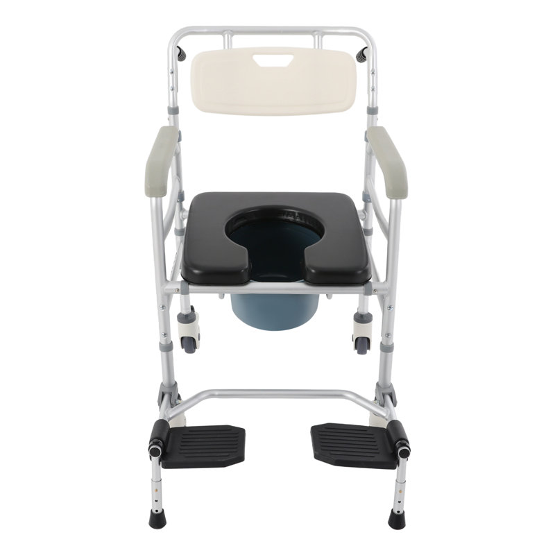 Foldable Height Adjustable Toilet Chair(Racquet-Shape Seat)