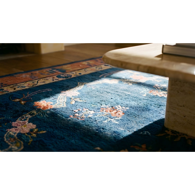 Tapis antique bleu et rouge en laine
