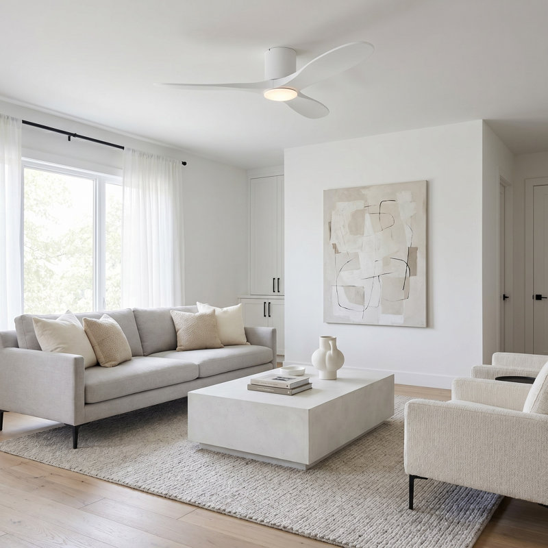Ventilateur de plafond intelligent Smart Hugger, Blanc mat, 52 po de largeur, Blanc mat