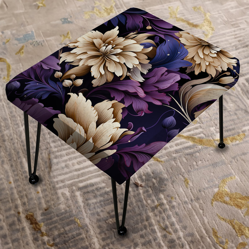 Mauve fleurs damassées Fusion - Repose-pieds rectangulaire damassé
