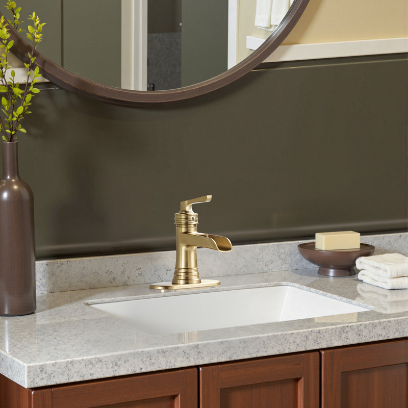 Single-hole Single-handle Bathroom Faucet With Drain Assembly, Brushed Gold