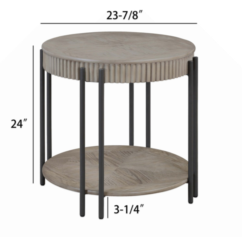 3Pc Contemporary Round Coffee Table Two End Table With Storage Shelf / Living Room Wooden Modern Furniture