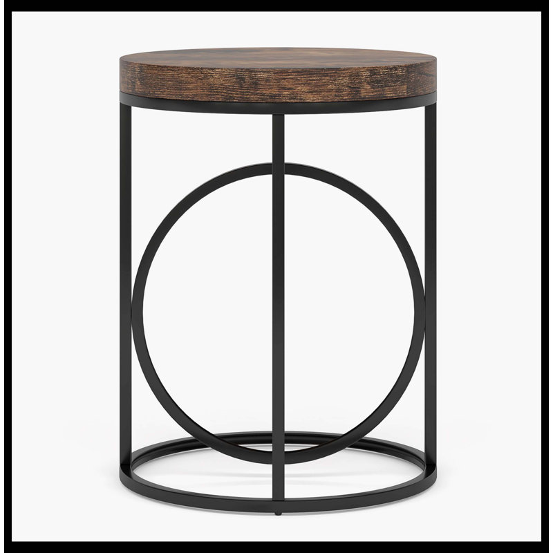 Table de bout ronde, table d'appoint moderne avec plateau en faux marbre