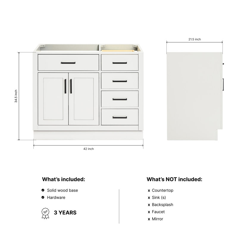 42" Single Bathroom Vanity Base only, White