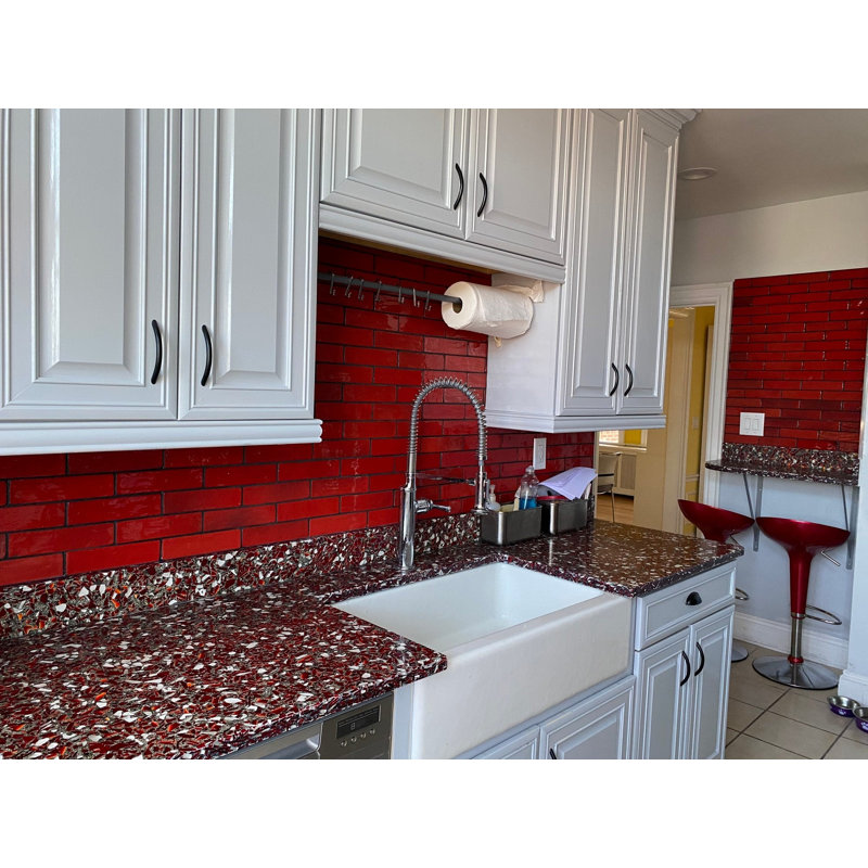 Emery 2x8 Handmade Crackled Glossy Terracotta Subway Tile