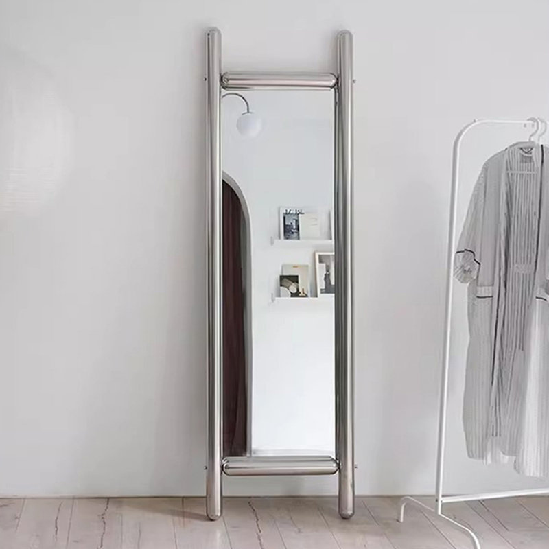 Miroir pleine grandeur moderne en acier inoxydable, 66,93 po x 23,62 po