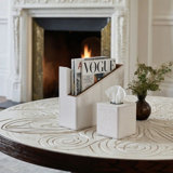 Ivory Wood Leather Tissue Box Cover