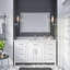 Meuble-lavabo simple blanc l 60 po x P 22 po avec barre d'alimentation et prise USB Terrence, dessus en pierre reconstituée, organisateur de tiroir, lavabo en céramique encastré -86965041-126676771