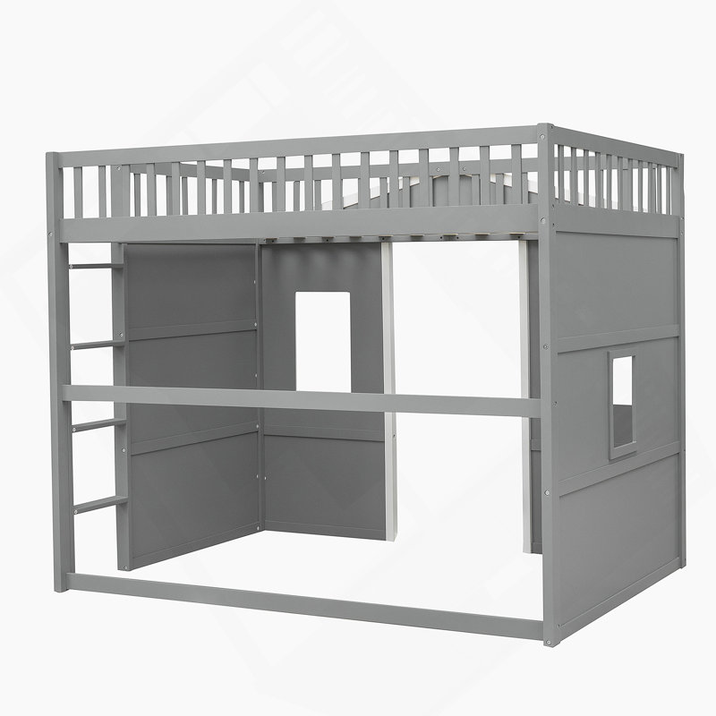 Lit mezzanine House avec échelle, Gris / Blanc
