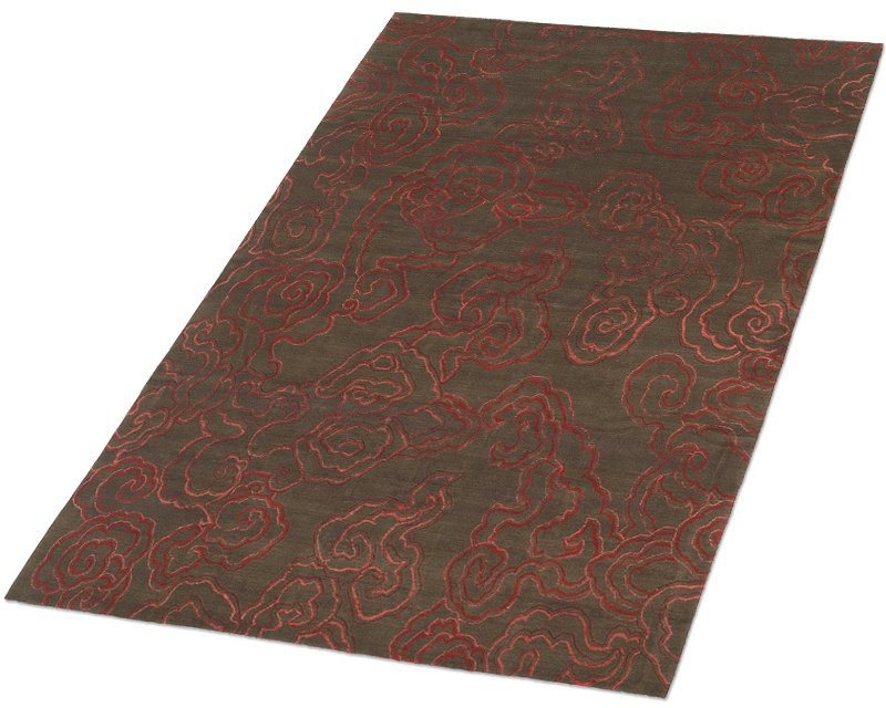 Cloud Nine Abstract Area Rug in Brown/Red, Rectangle 8' x 10'