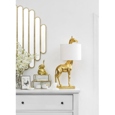Resin Giraffe Table Lamp with Linen Shade