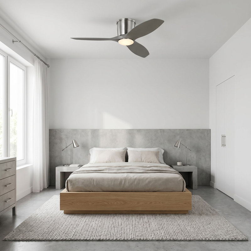 Ventilateur de plafond avec lumières DEL Aisling, 44", Argent argent, Acier brossé