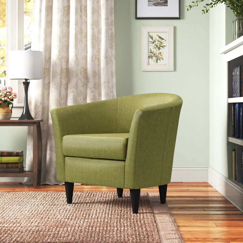 Kronos Upholstered Barrel Chair, Depalma Kiwi Polyester Blend, Black