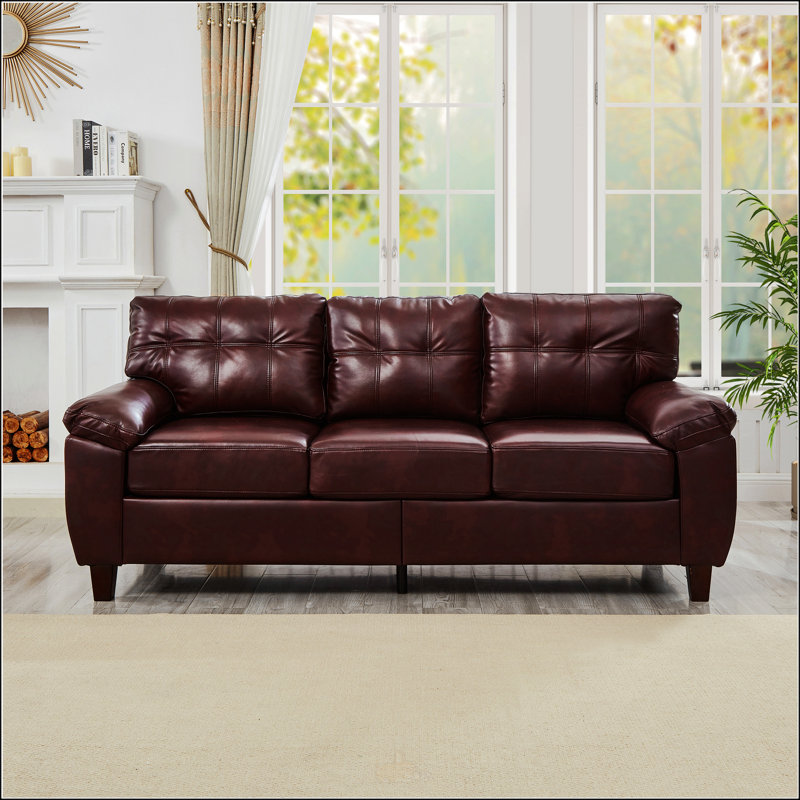79" Three Seater Sofa, Burgundy