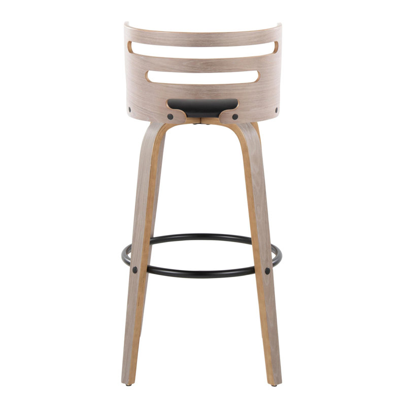 Black Swivel Bent Wood and Metal Counter Stool Set